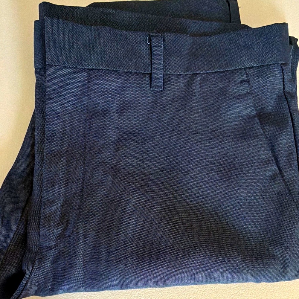 Perry Ellis Slim Fit Men's Blue Twill Flat Front Dress Pants 33W 32L